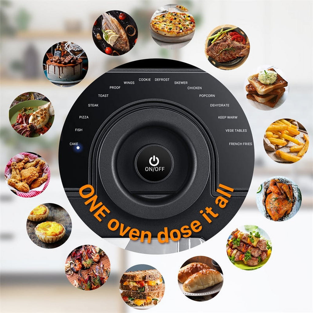 Black 16-in-1 Digital Air Fryer Oven with Rotisserie and Dehydrator V287412