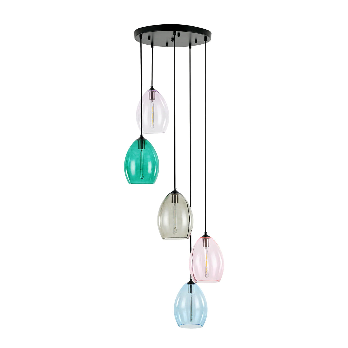 5-Light Tinted Glass Teardrop Pendant G6647