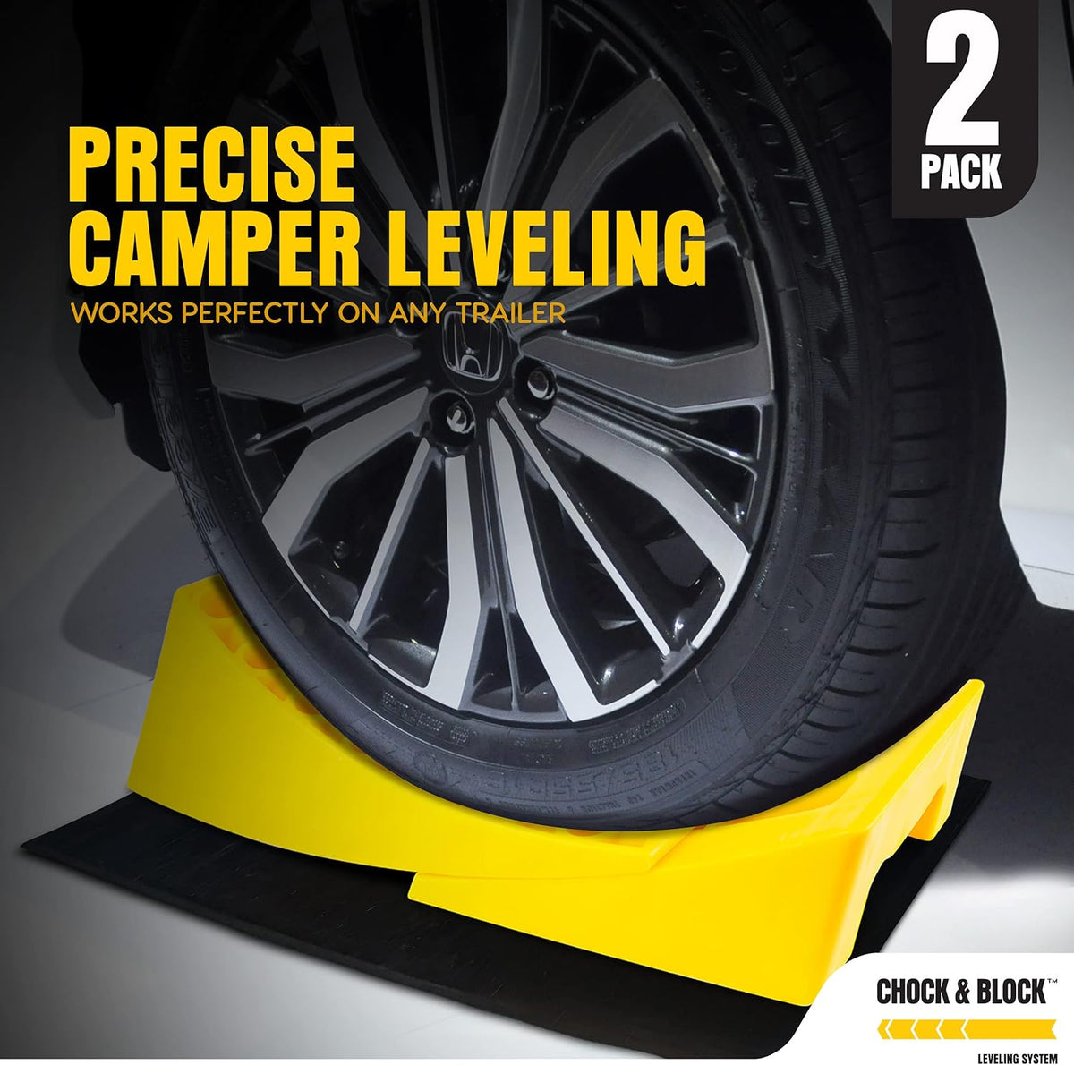 Rv Leveling Blocks Set, Non-Slip, Includes 2 Levelers, 2 Chocks and 2 Rubber Mats C5190
