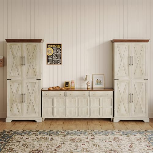 9 Shelves 4 Barn Doors Kitchen Pantry Cabinet Q388