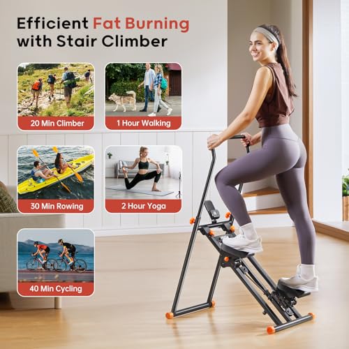 Foldable Stair Stepper Machine with Adjustable Handlebar & Pedals D4939