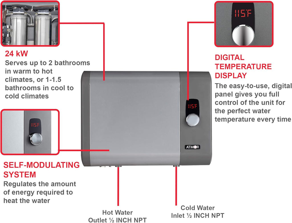 24kW 4.65 GPM Electric Tankless Water Heater Z15688