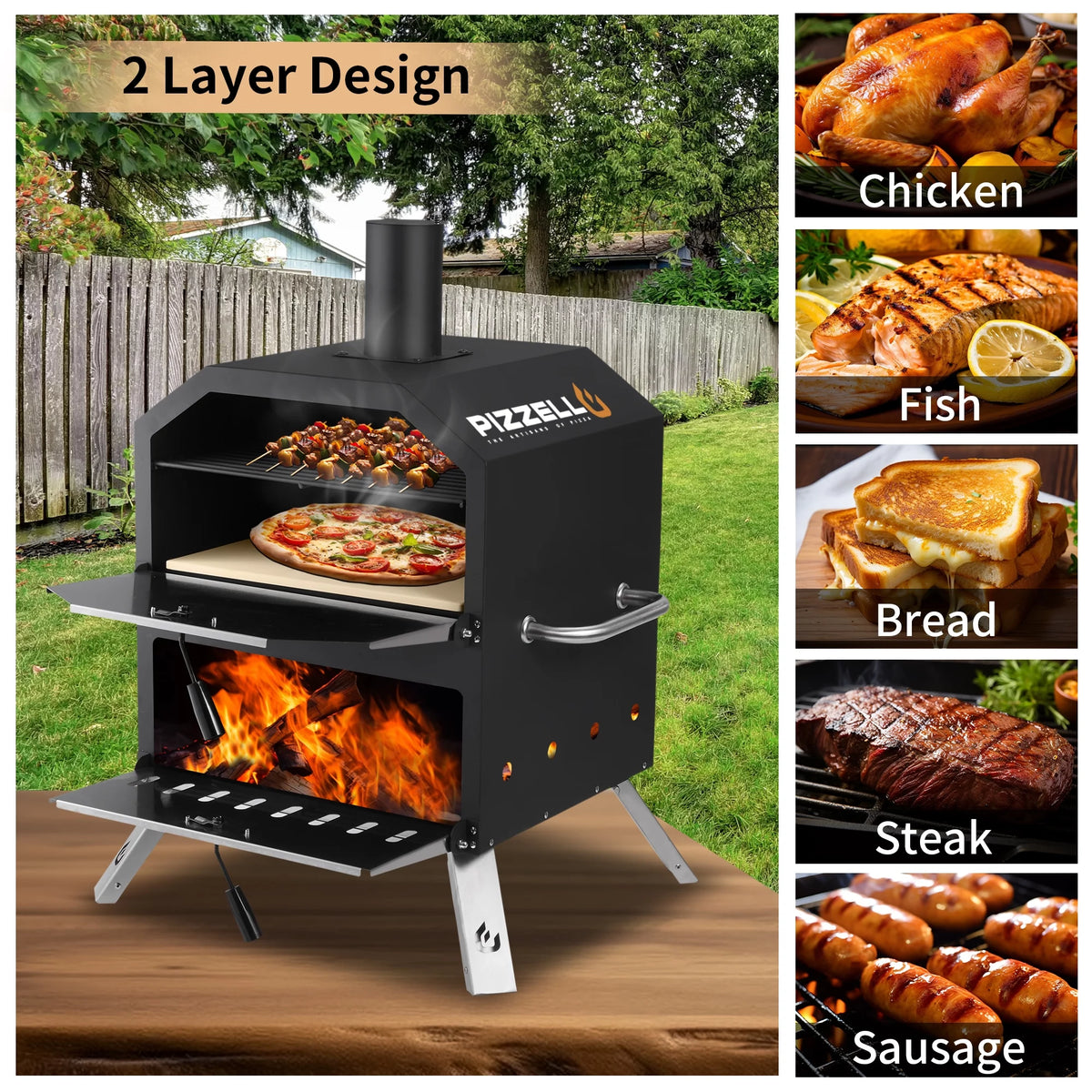 Outdoor Wood Burning Pizza Oven with Pizza Stone R3431