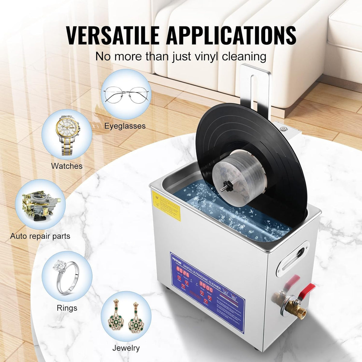 6L Ultrasonic Vinyl Cleaning Machine with Drying Rack Y625