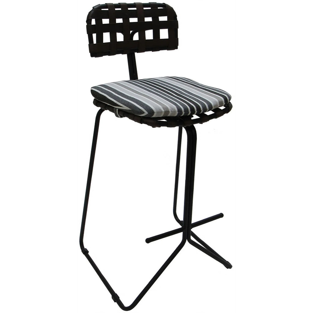 Metal Pub Set 30" Stool Gray Striped Fabric Black Frame M364193