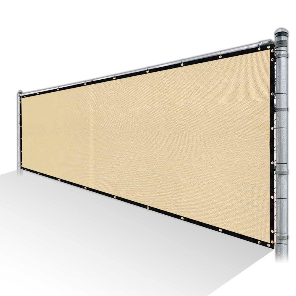 Beige Privacy Fence Screen HDPE Mesh Screen with Reinforced Grommets W90496