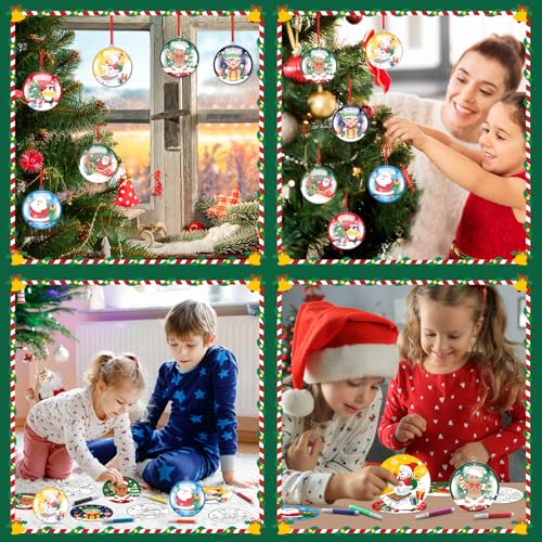 24 Sets DIY Plastic Christmas Bulb Ornament Kits M763269