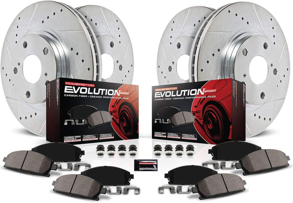 Z23 Carbon Fiber Brake Pads with Drilled & Slotted Brake Rotors Kit V481779