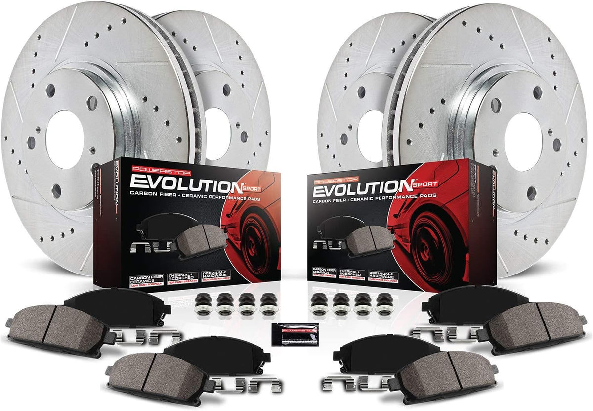 Z23 Carbon Fiber Brake Pads with Drilled & Slotted Brake Rotors Kit V481779