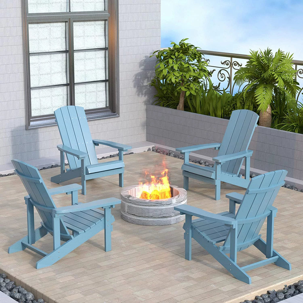 Blue Weather Resistant Plastic Adirondack Chairs B305382