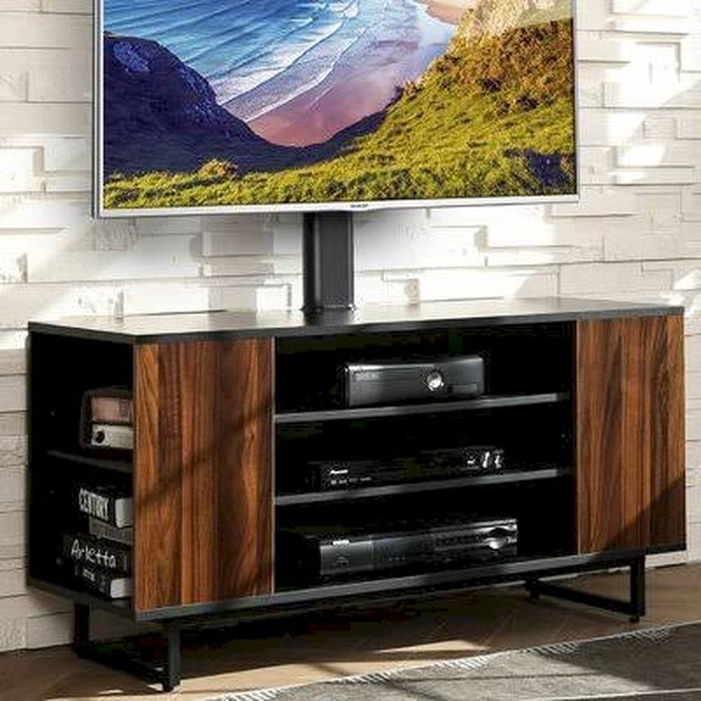 Black Fixed Floor Stand Mount with Shelving W443