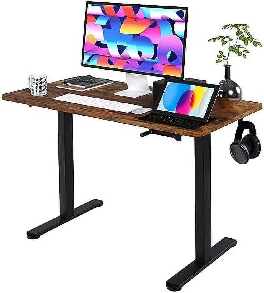 Height Adjustable 44 Inches Manual Standing Desk Black S581