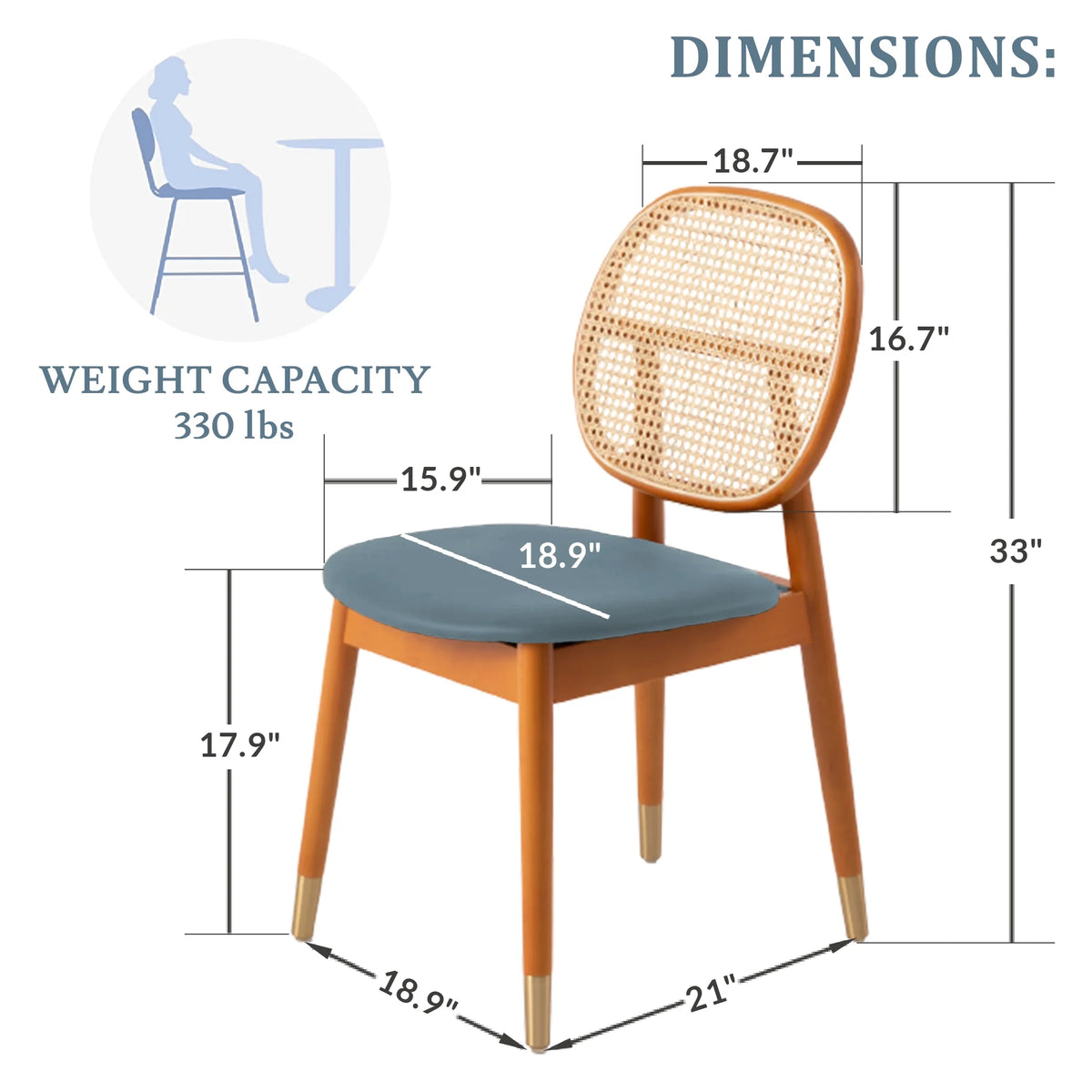 Mid-Century Modern Wicker Dining Chair with Leather Seat and Beech Wood Legs Z749