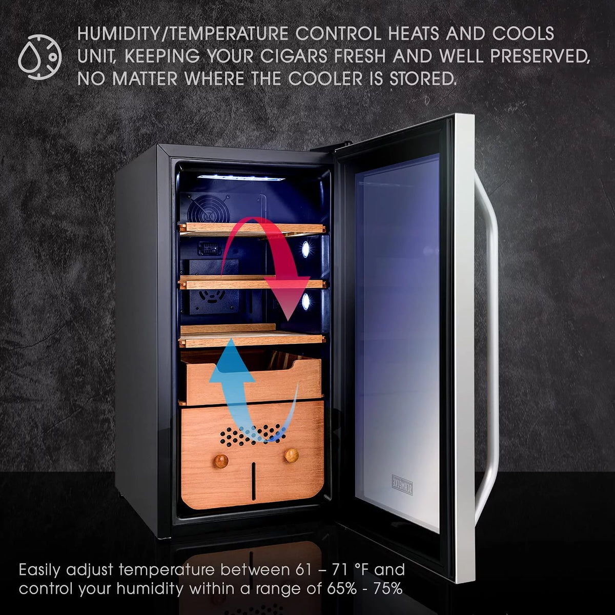 250 Cigar Cooler Humidor with Humidity Control Stainless Steel C543654