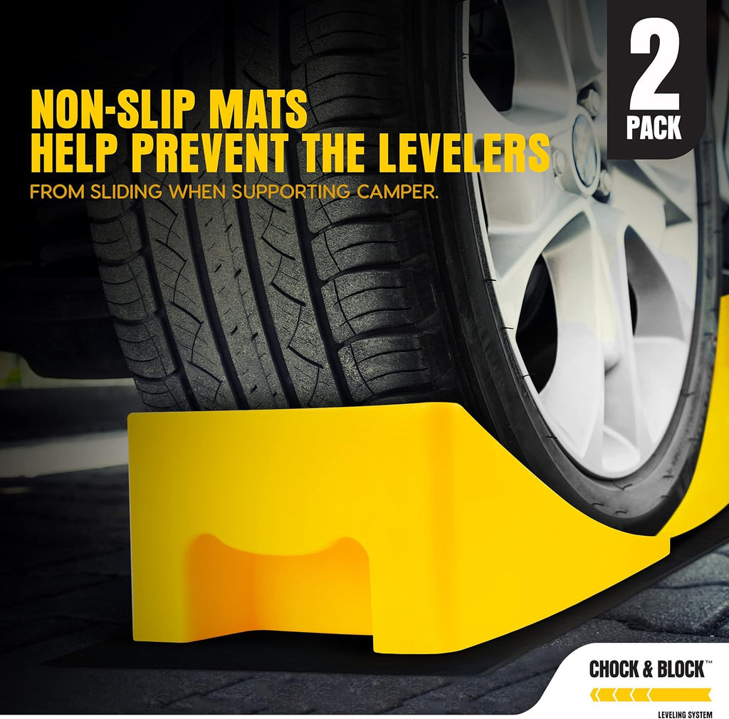 Rv Leveling Blocks Set, Non-Slip, Includes 2 Levelers, 2 Chocks and 2 Rubber Mats C5190