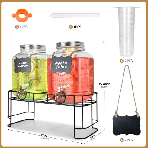 1 Gallon Glass Drink Dispenser with Stand and Stainless Steel Spigot Q473273