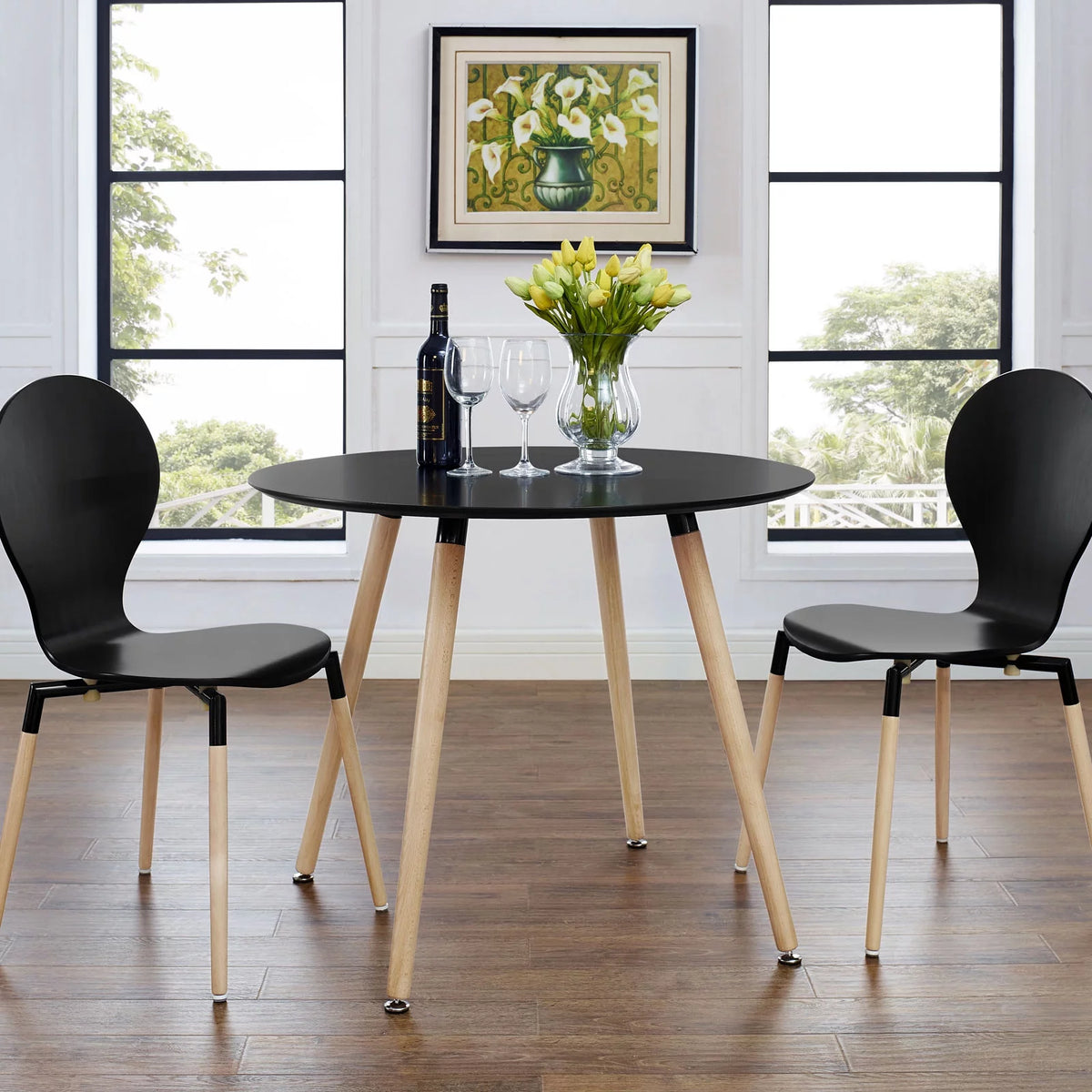 Black Wood Circular Dining Table S36442
