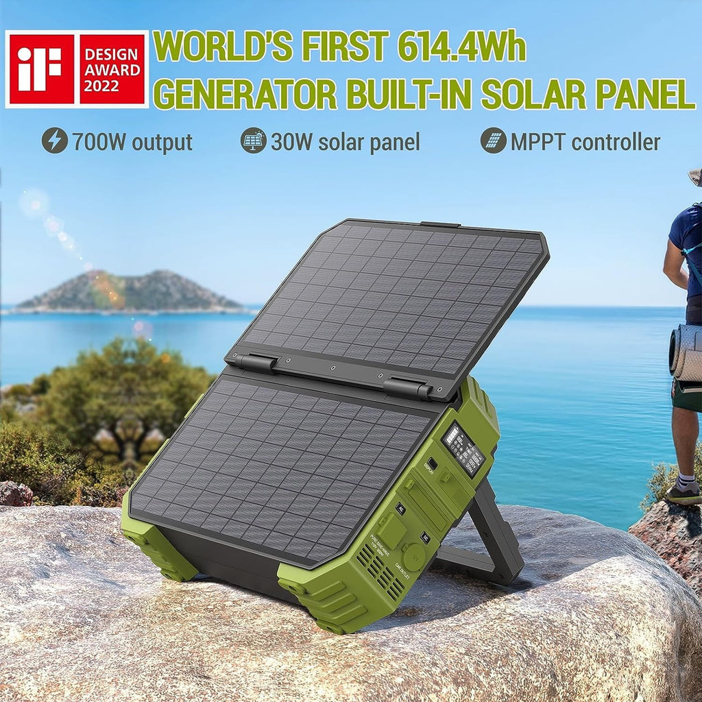 614.4Wh Portable Power Station with 30W Solar Panel R10708