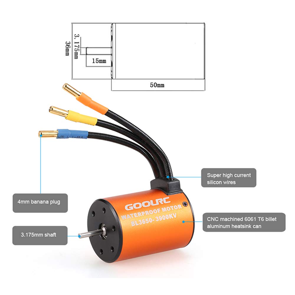 Waterproof 3650 3900KV Brushless Motor with 60A ESC Combo Set X308388