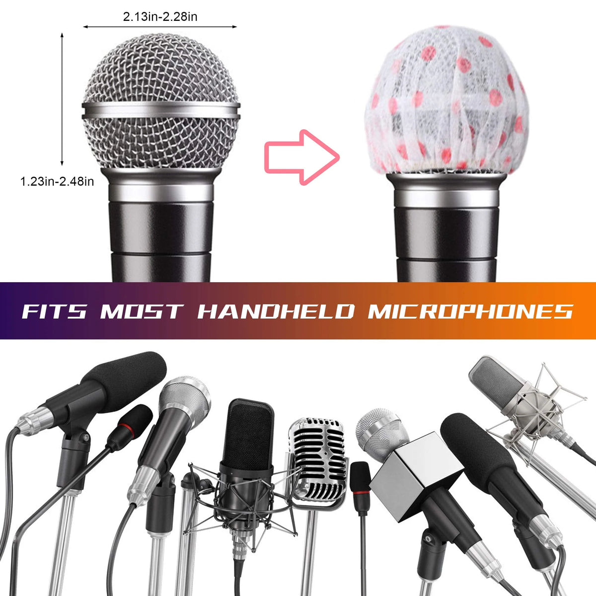 200 Pcs Black Non-Woven Disposable Microphone Cover C1629