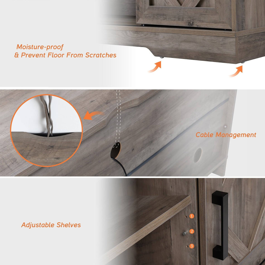 Rustic Grey Wash Wood TV Stand Storage Cabinet S21455