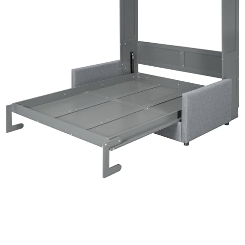 Full Size Grey Murphy Bed with Loveseat Sofa D20889