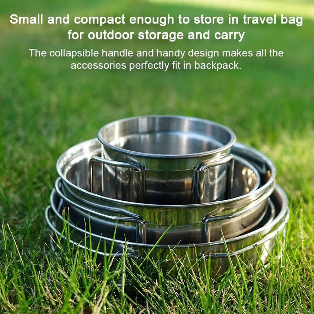 5pcs Stainless Steel Camping Cookware Set E2051