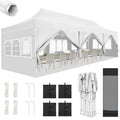 10'x30' Heavy Duty Waterproof Pop Up Canopy with 8 Removable Sidewalls, White M778660