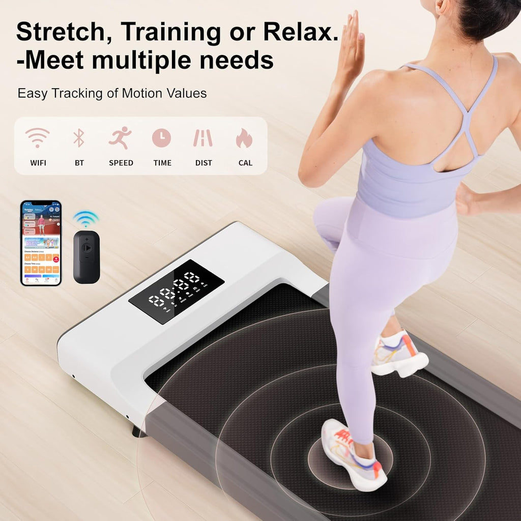 White Portable Walking Treadmill with Remote Control LED Display C103