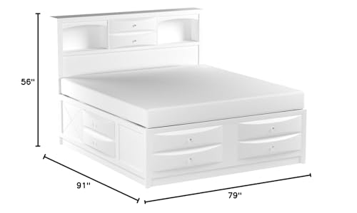 Queen 8-Drawer Wooden Bed with Storage in White E78499
