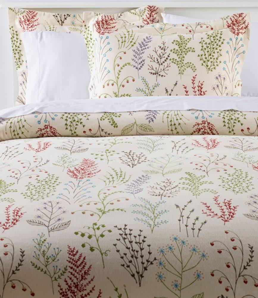 Botanical Floral Tan Queen Size Flannel Comforter Cover B823