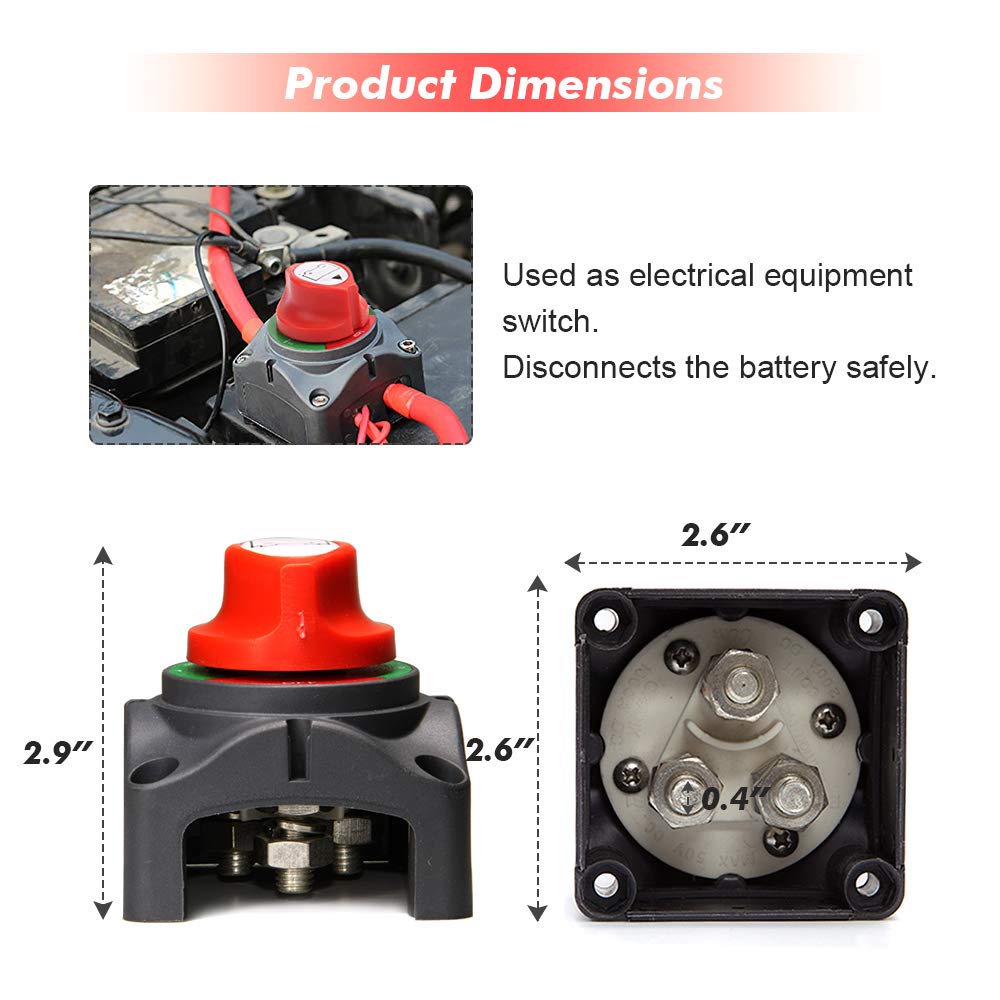 12-48V 200-1000 Amps Battery Power Cutoff Switch Pack of 2 O541