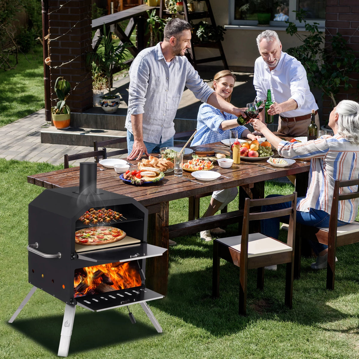 Outdoor Wood Burning Pizza Oven with Pizza Stone R3431
