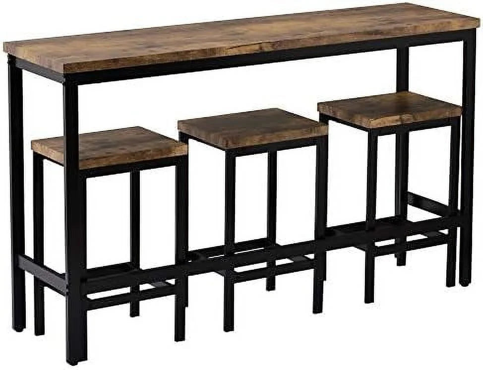4 Piece Counter Height Dining Table Set with 3 PU Stools A275