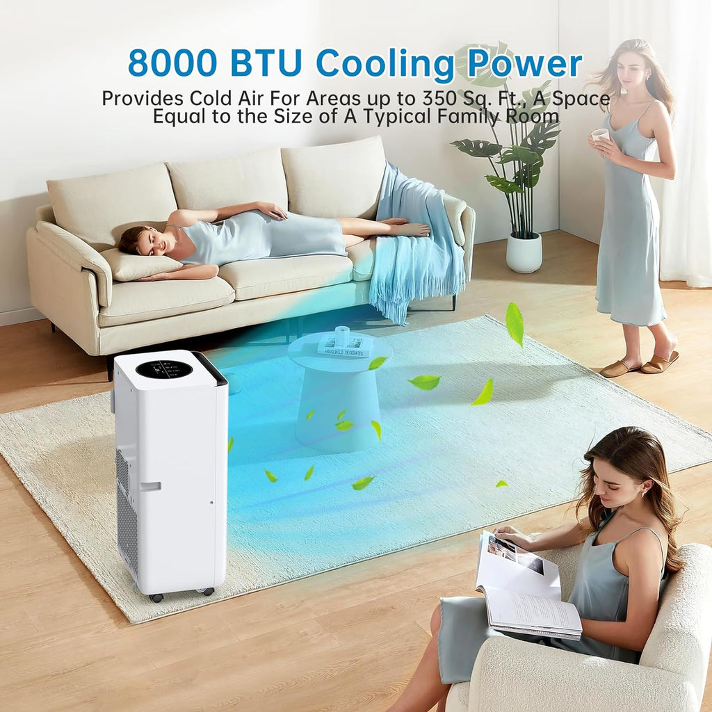 8,000 BTU Portable Air Conditioner with Dehumidifier and Fan Modes, White W691458