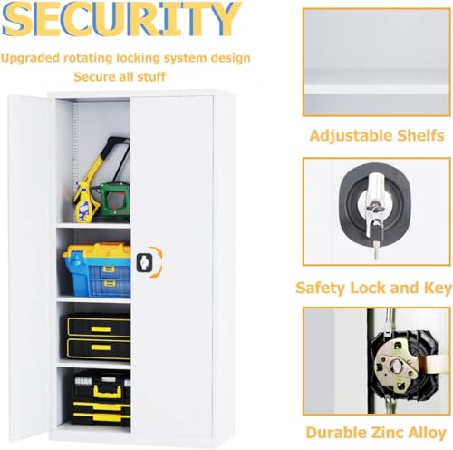 Black 72" Tall Steel Storage Cabinet with 2 Lockable Doors and Adjustable Shelves L772