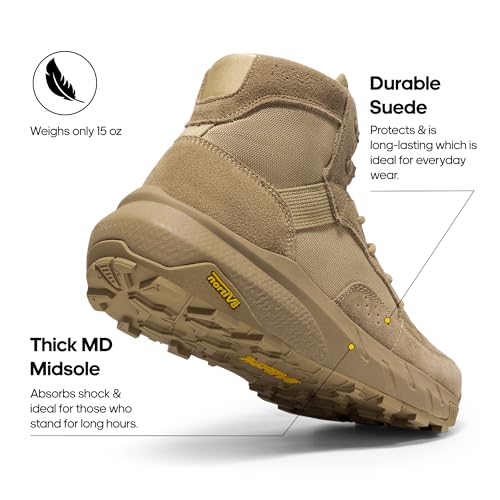 Men's Lightweight Casual Work Boots Leather Military Outdoor Hiking Motorcycle Combat Boots Z132542