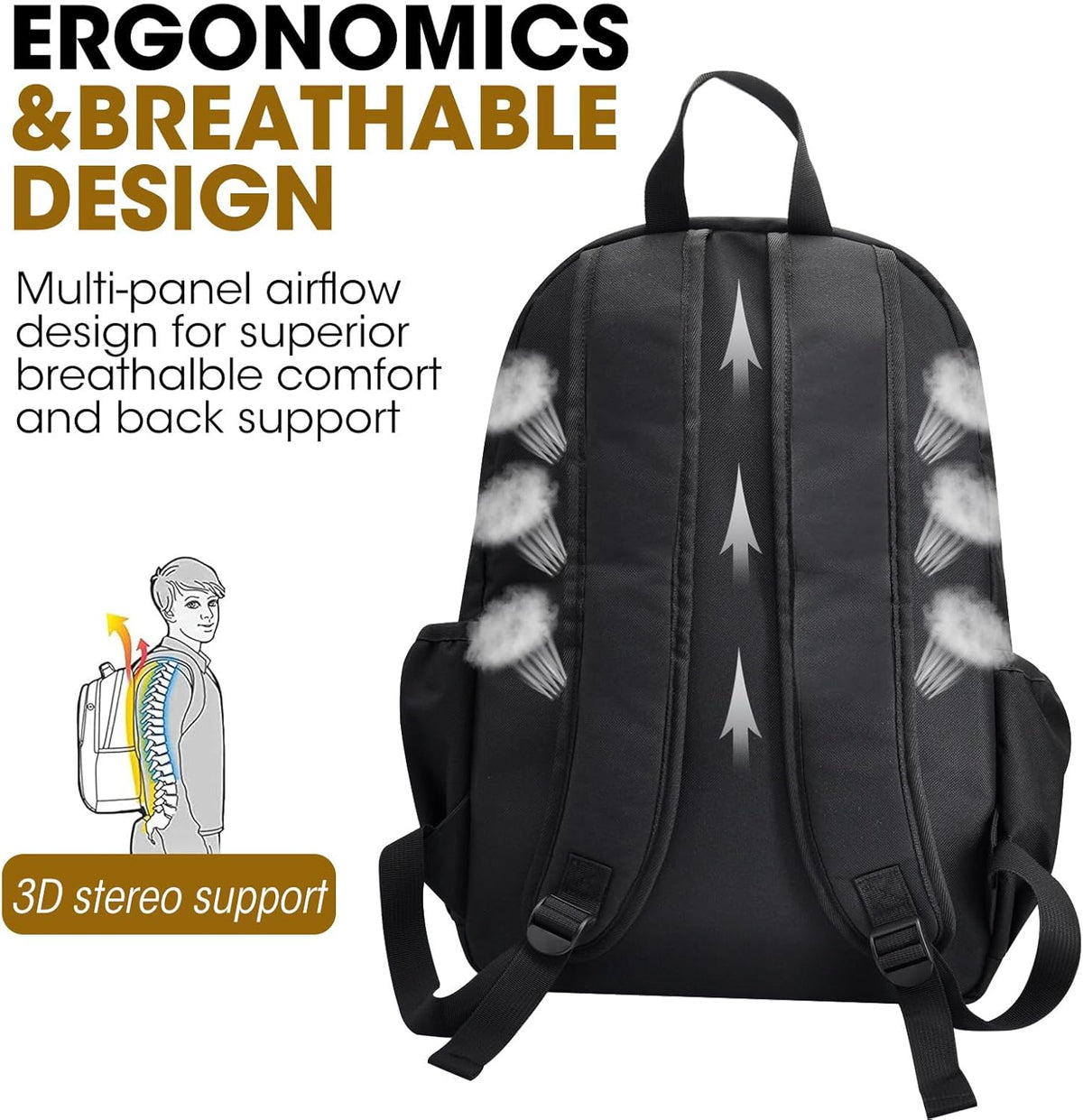 Black Small Lightweight Travel Backpack E833163