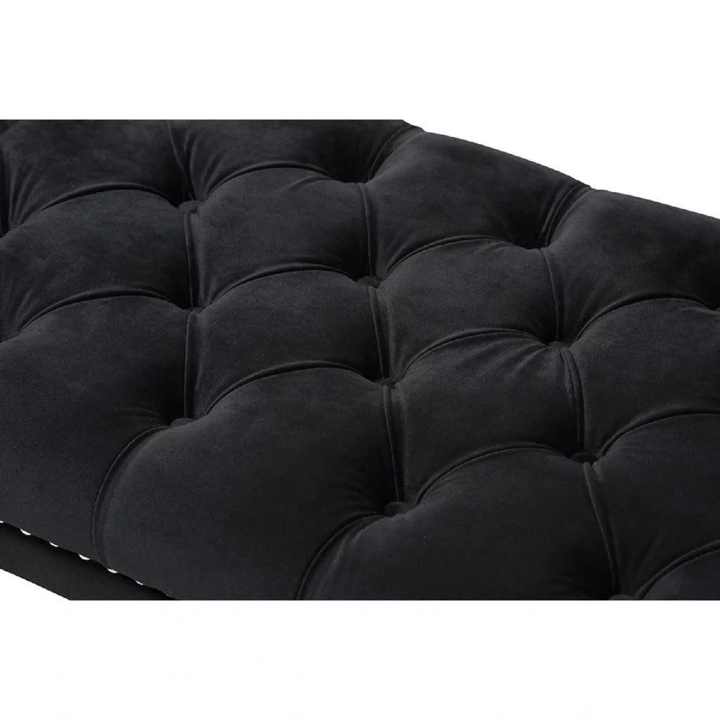 Black Velvet Upholstered Bench X9961