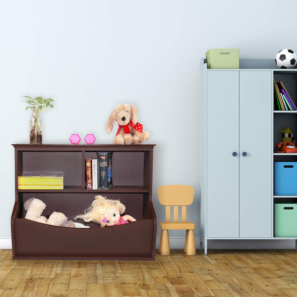 Children Toy Storage Organizer, Espresso, Grey and White N833
