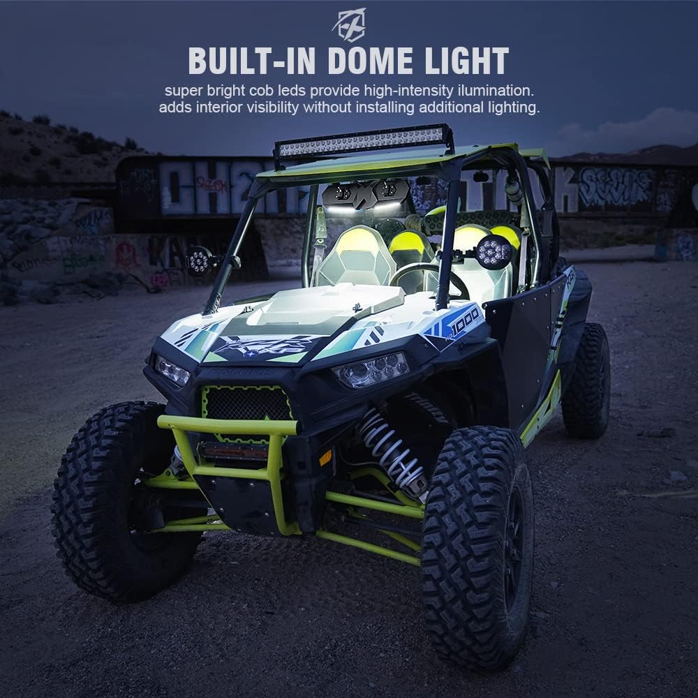 17 UTV Rearview Center Mirror with COB LED Interior Lights and Rocker Switch Aluminum S347
