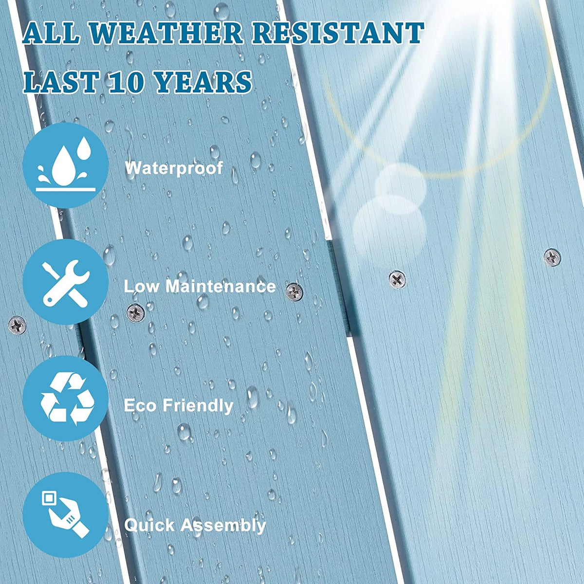 Blue Weather Resistant Plastic Adirondack Chairs B305382