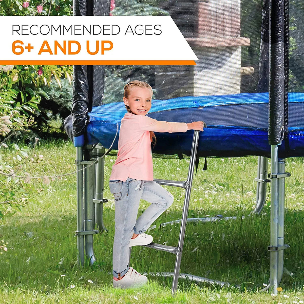 2 Step Galvanized Steel Trampoline Access Ladder F879443