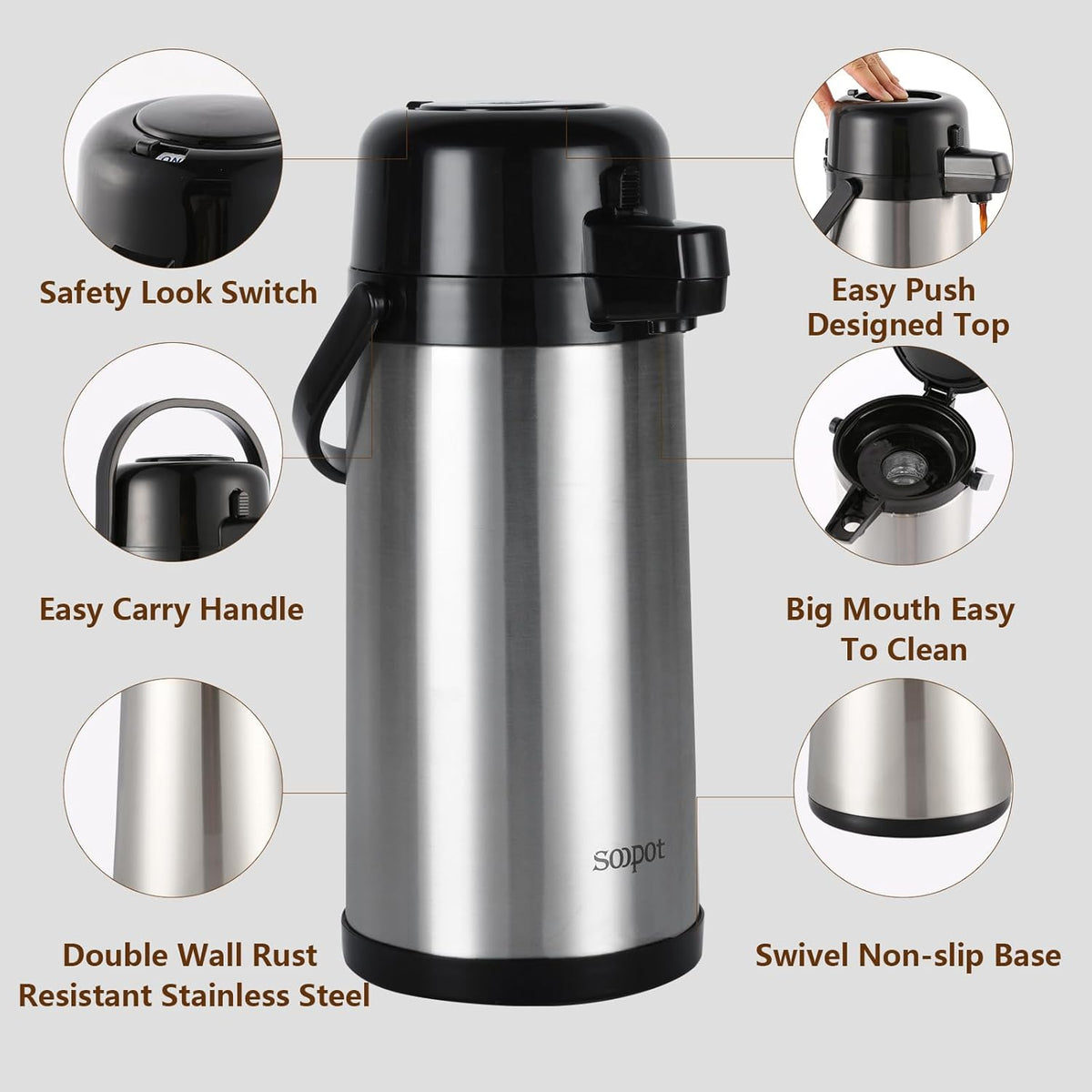102oz Stainless Steel Thermal Insulated Coffee Dispenser with Pump G156660