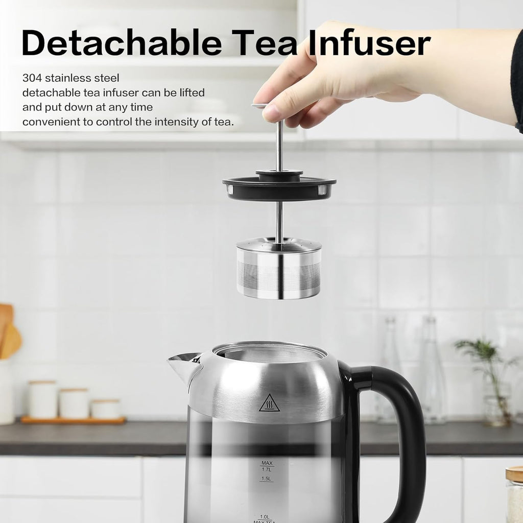 1.7L Borosilicate Glass Electric Kettle with Temperature Control L67525