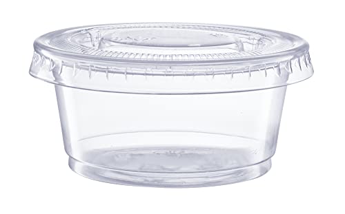 2 oz 100 Count Clear Disposable Plastic Portion Cups with Lids R23054