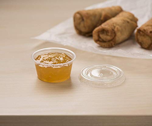 2 oz 100 Count Clear Disposable Plastic Portion Cups with Lids R23054
