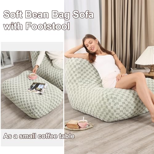 Green Bean Bag Chair with Footstool Y728859