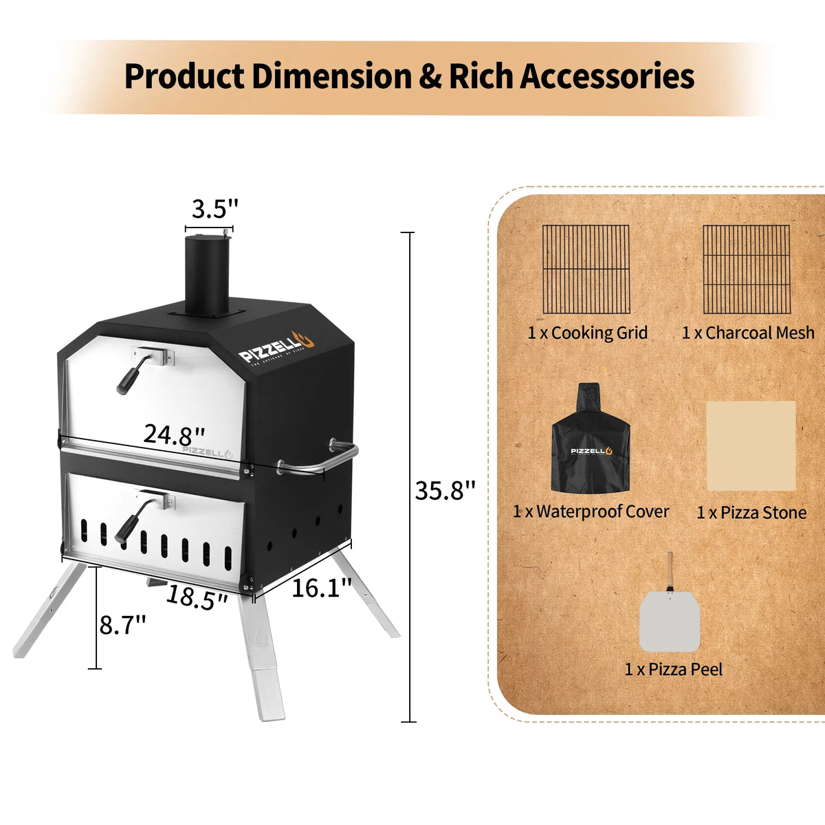 Outdoor Wood Burning Pizza Oven with Pizza Stone R3431
