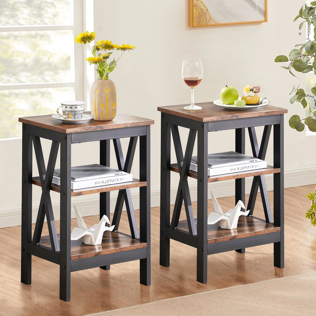 Set of 2 Nightstand with 3-Tier Shelf U58030